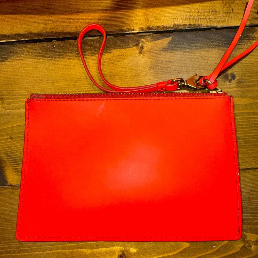 Fossil Rachel Tote Neon Coral Pink Leather Shoulder Bag‎ + Zip Wristlet - Picture 6 of 7
